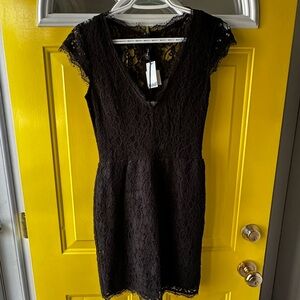 Babaton Black Lace Mini Dress